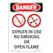 Signmission OSHA Danger Sign, Oxygen In Use No Smoking, 10in X 7in Decal, 7" W, 10" L, Portrait OS-DS-D-710-V-1514 - alternate 1